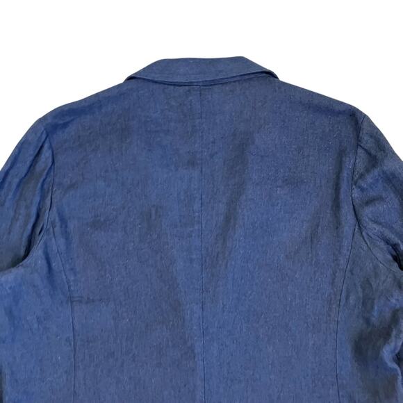 Tommy Hilfiger Sz L Linen Blend Navy Single Breasted Lightweight Blazer Relaxed - Picture 11 of 16